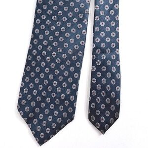 Christian Dior Tie Blue Red Geometric Medallion Silk Vintage Monsieur Cravates